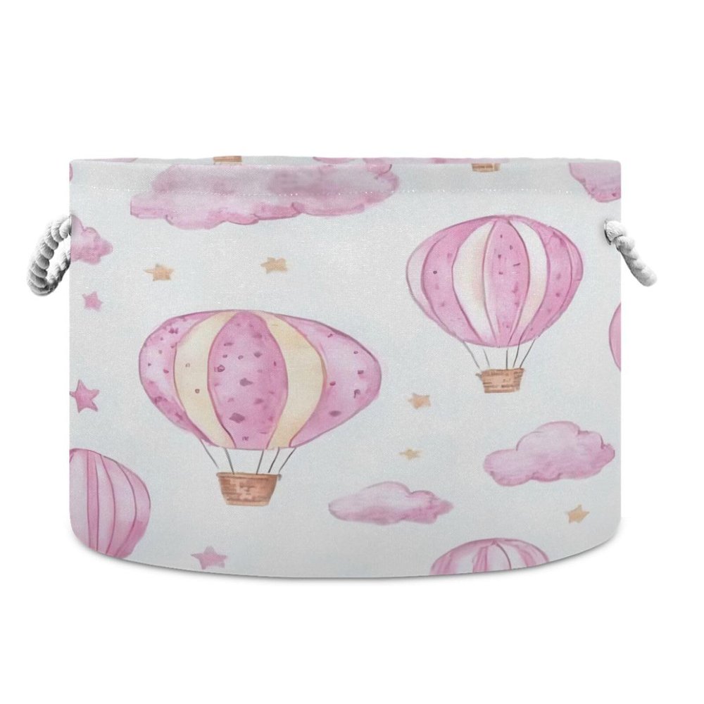 YETTASBIN Hot Air Balloons Cotton Rope Basket Large Round Baby Laundry Basket Toy Blanket Books Storage Bin for Bedroom Bathroom Nursery Home Decor, 20 x 14 Inch