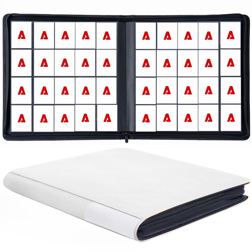 20 Pockets Card Binder, Trading Card Binder, Premium Side Loading TCG Card, 1280+ Card Collection Binder for MTG, Yugi, Hoke Cards and Cards Sleeve, Card Holder Binders (20Pockets-White)