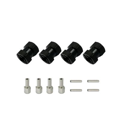 4pcs Aluminum RC Car 12mm Hex Hub Drive Adaptor 15/20/25mm Combiner Coupler for 1/10 RC Crawler Axial SCX10 D90(15mm Black)