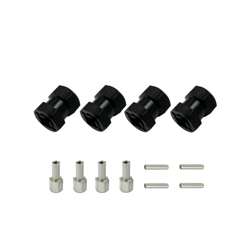 4pcs Aluminum RC Car 12mm Hex Hub Drive Adaptor 15/20/25mm Combiner Coupler for 1/10 RC Crawler Axial SCX10 D90(15mm Black)