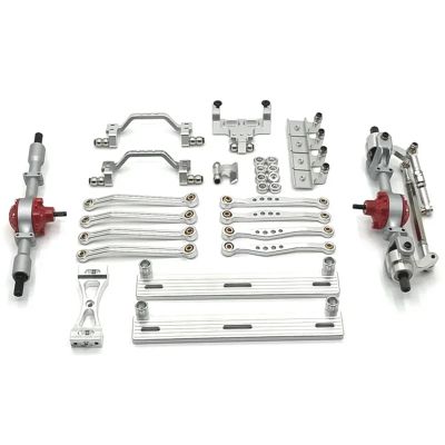 for WPL C64 C64-1 Metal Front and Rear Axle Chassis Link Rod Pull Rod Mount Side Pedal Shock Mount Set 1/16 RC Car Upgrade Parts(White)
