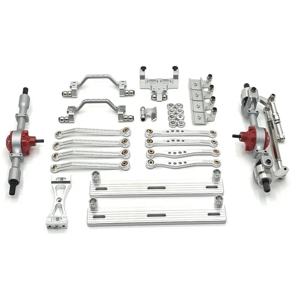 for WPL C64 C64-1 Metal Front and Rear Axle Chassis Link Rod Pull Rod Mount Side Pedal Shock Mount Set 1/16 RC Car Upgrade Parts(White)