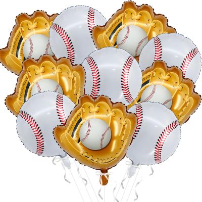 10Pcs Baseball Balloons - 18 Inch Sports Balloons for Baseball Party Decorations - Baseballs Foil Glove Balloon for Baseballs Birthday Decorations - Sports Birthday Party Decoration
