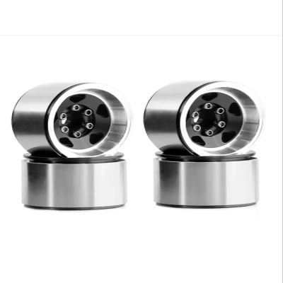 4PCS 1.0 Inch Aluminum Alloy Beadlock Wheel Hub Rims for RC Crawler Car Axial for SCX24 1/18 for TRX4M Wheels Parts, Black