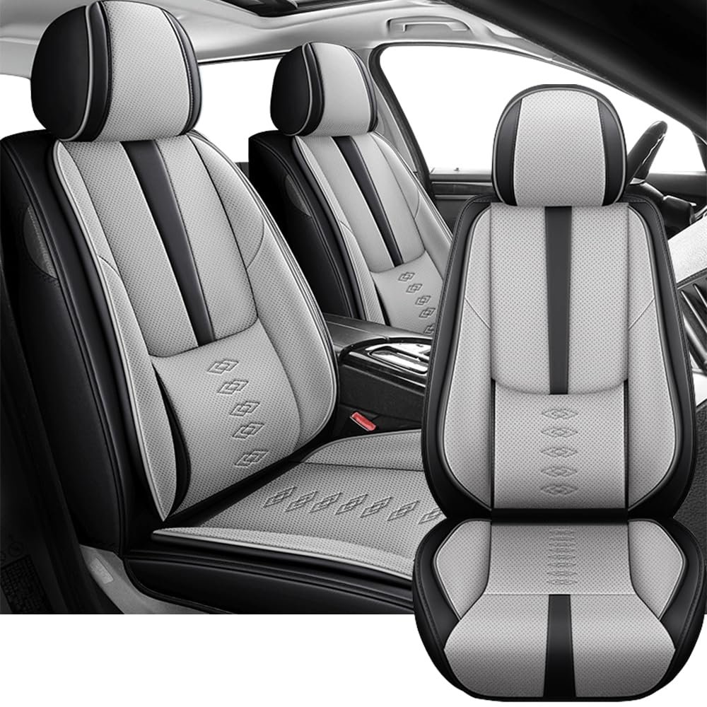 2 Front Car Seat Covers for Bentley Continental Flying Spur 2006-2013 Waterproof Seat Covers with Lumbar Support Nappa Leather Car Seat Cover for Bentley Continental Flying SpurBlack&Gray-Standard