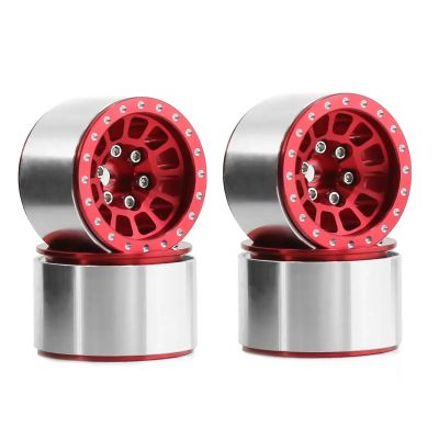 4pcs 1.0" Aluminum Alloy Beadlock Wheel Hub 7mm Hex for TRX4M 1/18 RC Crawler Car Upgrade Parts(Red)