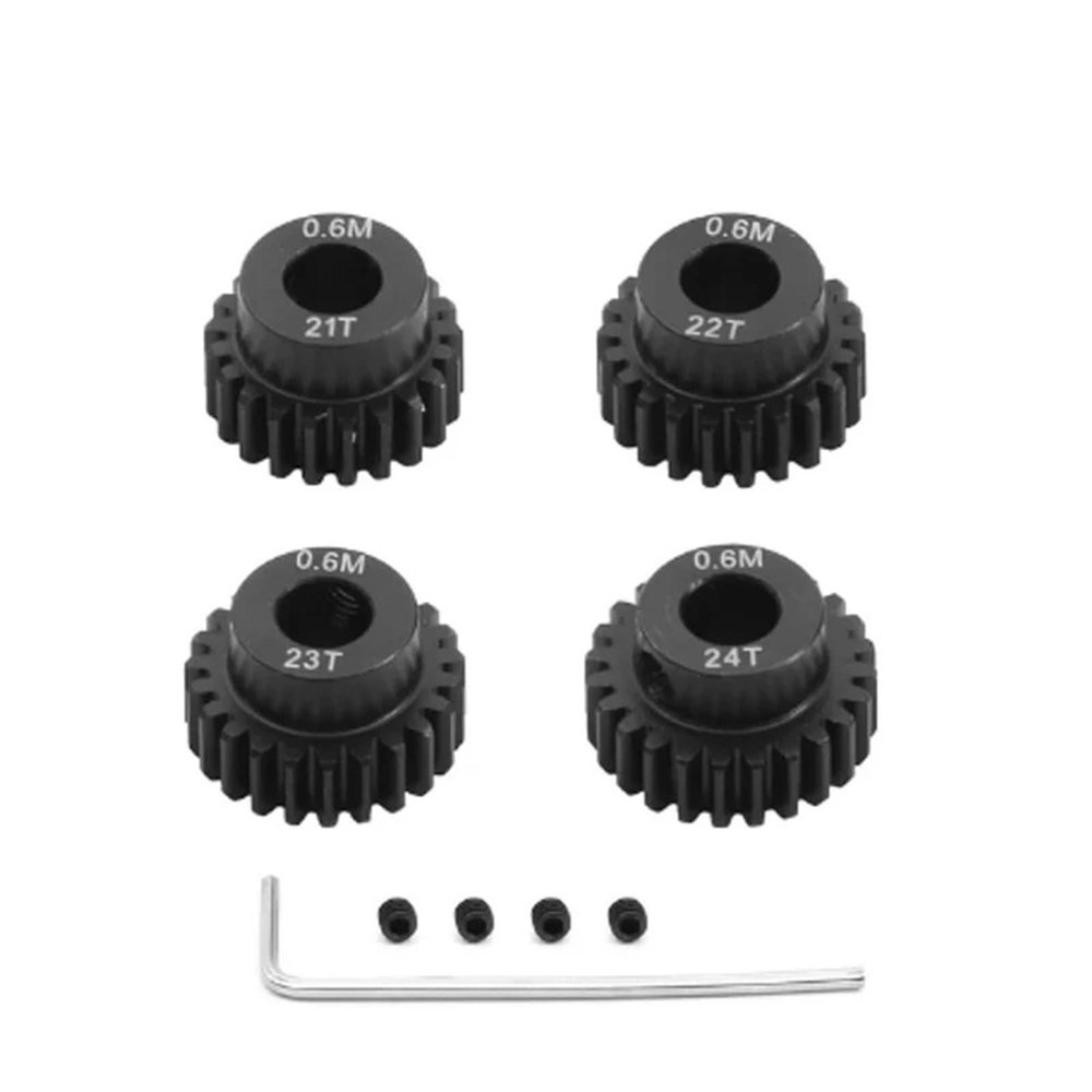 4pcs 0.6M 5mm 17T 18T 20T 21T 23T 24T 25T 26T 27T 28T Pinion Gear Moter Gear Set for HSP 1/10 RC Car Upgrade Parts Accessories(21T 22T 23T 24T)