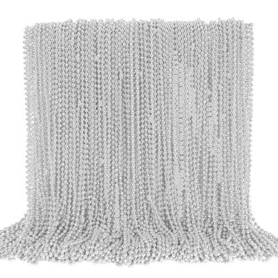 EOBOH 120PCS Bead Necklace, Silver Christmas Bead Stuff Party Favors, 33" Xmas Necklaces Women and Men, Festival Events Parade Throw Accessories for Wedding Birthday Celebrations Decorations