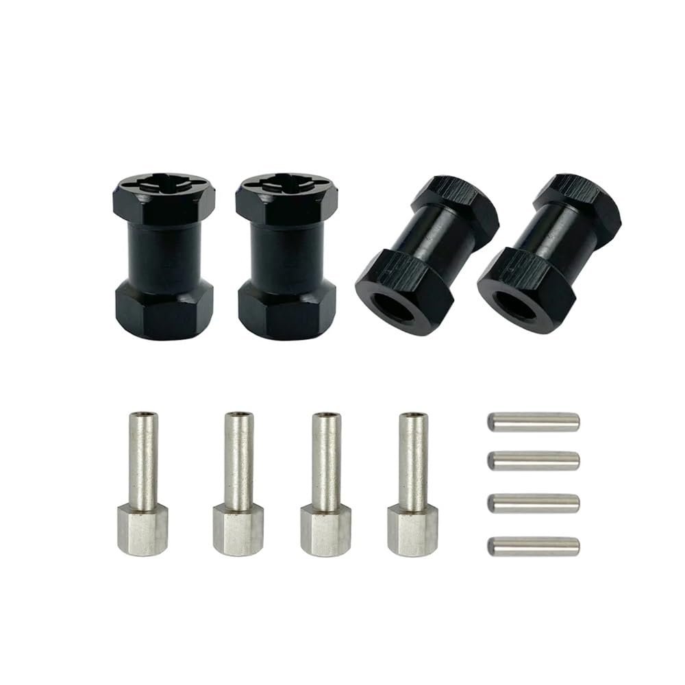 4pcs Aluminum RC Car 12mm Hex Hub Drive Adaptor 15/20/25mm Combiner Coupler for 1/10 RC Crawler Axial SCX10 D90(20mm Black)