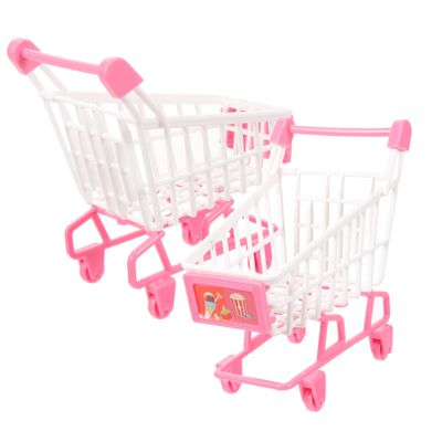 LALADEFIEE 2pcs Mini Shopping Cart Shopping Carts Shopping Carts for Groceries Shopping Cart for Ages 2-4 Shopping Cart for 1 Year Old Plastic Rosy