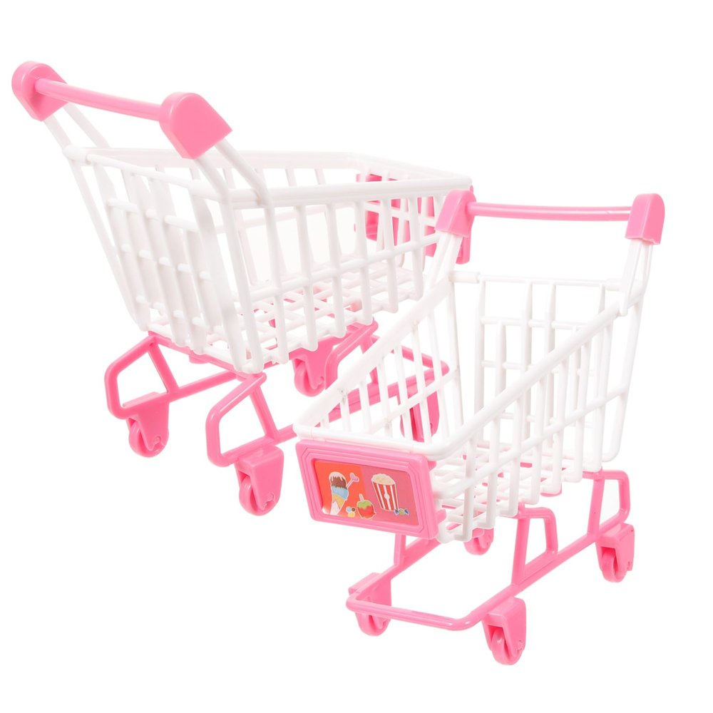 LALADEFIEE 2pcs Mini Shopping Cart Shopping Carts Shopping Carts for Groceries Shopping Cart for Ages 2-4 Shopping Cart for 1 Year Old Plastic Rosy