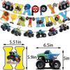 12pcs Monster Truck Birthday Party Banner Decorations Set Truck Happy Birthday Banner, Monster Trucks Banners Bunting Garlands and Trucks Themed Hanging Swirls for Cars Themed Party Supplies view 2