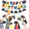 12pcs Monster Truck Birthday Party Banner Decorations Set Truck Happy Birthday Banner, Monster Trucks Banners Bunting Garlands and Trucks Themed Hanging Swirls for Cars Themed Party Supplies view 3