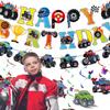 12pcs Monster Truck Birthday Party Banner Decorations Set Truck Happy Birthday Banner, Monster Trucks Banners Bunting Garlands and Trucks Themed Hanging Swirls for Cars Themed Party Supplies view 4