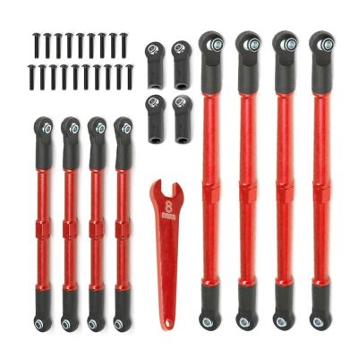 RC Car Parts for Traxxas for Summit for Revo 3.3 1/10 8pcs Metal Push Rod Toe Links Turnbuckle 5319X 5338R RC Car Upgrade Parts Accessories(Red)