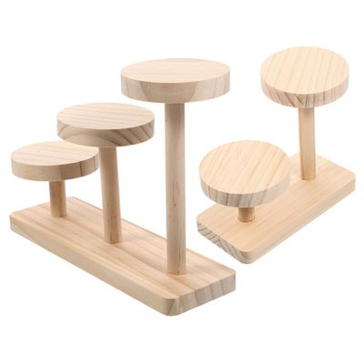 MAGICLULU 2-Piece Wooden Display Stand Tiered Riser for Figures Minimalist Desktop Organizer Decorative Ladder Shelf for Collectibles and Jewelry
