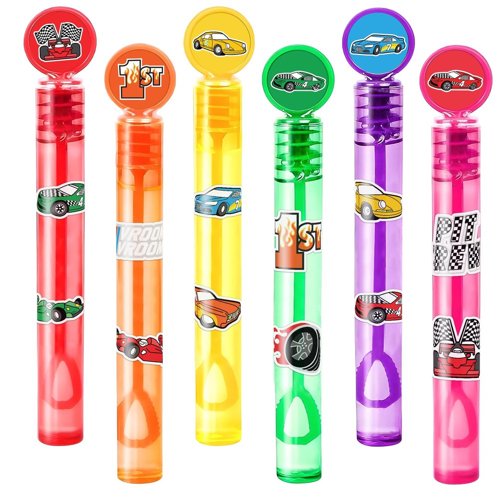 Race Car Party Favors for Kids 24PCS Racing-Themed Mini Bubble Wands, Great for Birthday Supplies, Piata Fillers, Goodie Bags & Classroom Rewards