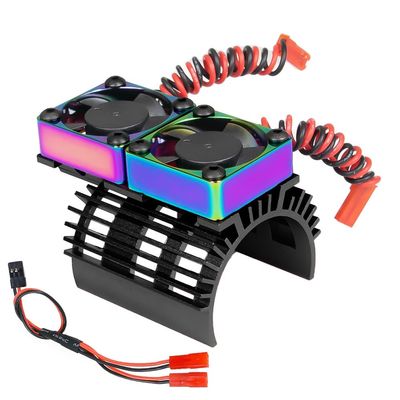 Aluminum Alloy Heat Sink Colorful Dual RC Motor Cooling Fan for RC Car 380 540 550 3650 3660 3674 Brushless Motor (Black)