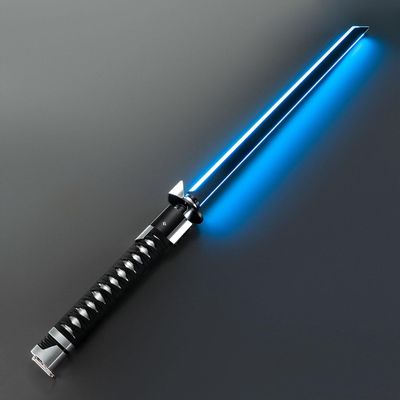 BrickCraftWorks Samurai-Style Pixel Pogo Core Saber Set, Removable Blade Fabric-Wrapped Hilt, Cosplay Prop, 16 Color&34 Sound Fonts, 12 Startup Effects, Motion-Sensing Control Effects