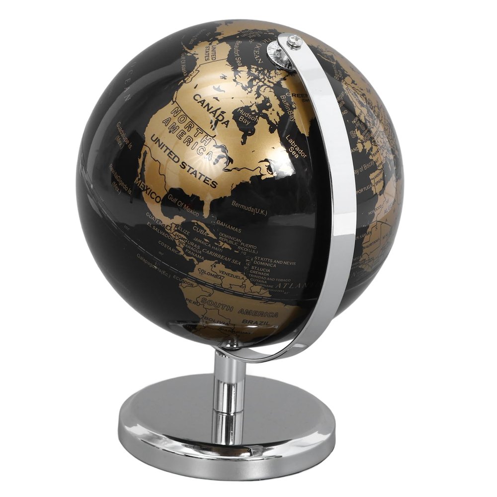 AUTSUPPL Decorative Rotating Earth Globe Compact Geography Teaching Aid with Solid Base for Office Classroom and Home Decor English Globe