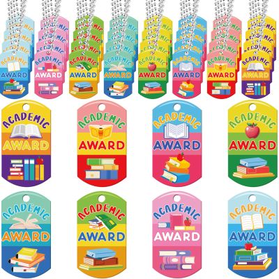 Dansydaisy 32 Pcs Student Academic Incentives Acrylic Student Academic Award Tags with Chains Recognition Education Awards Prizes Bulk for School Classroom Reward Teacher Supplies, 8 Styles