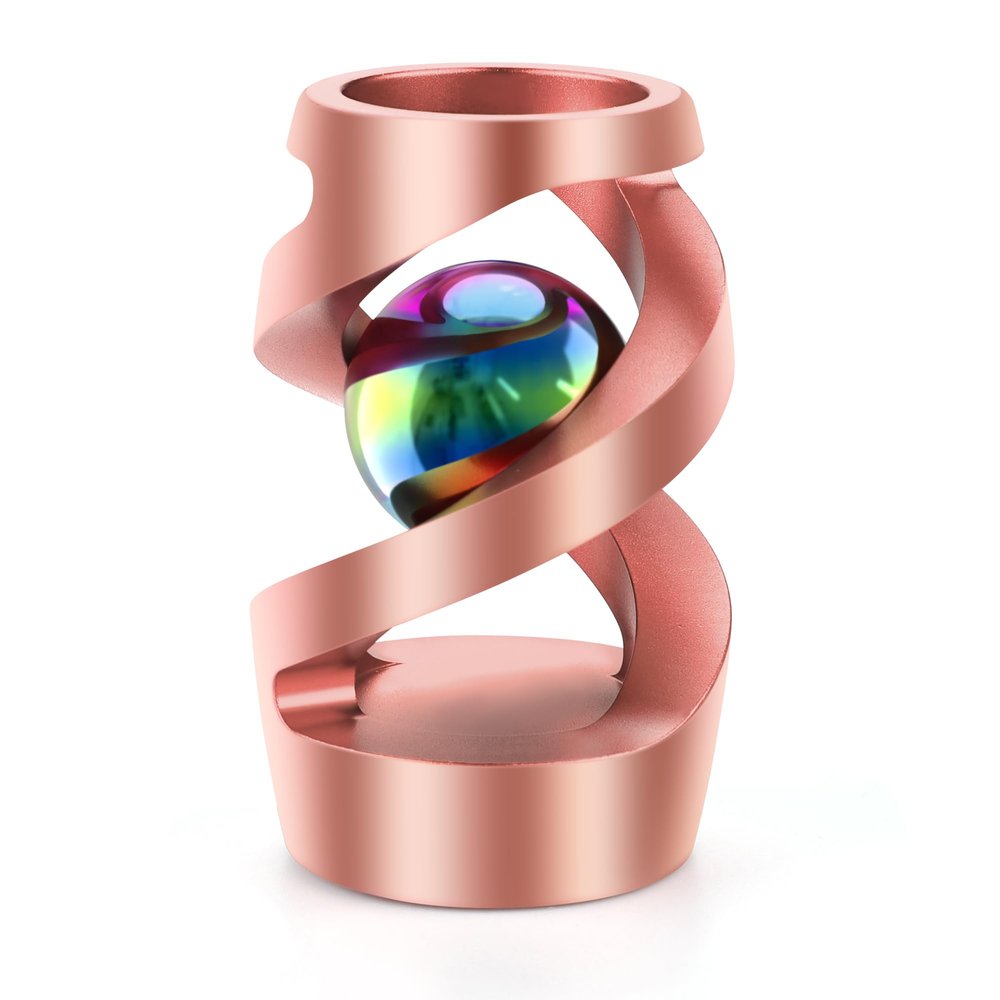 Apqdw Kinetic Spinning Desk Toy, Metal Fidget Spinner Stress ADHD Relief Anti Anxiety Focus Sensory Toy, Portable EDC Gadget, Birthday Gifts for Adults, Rose Gold