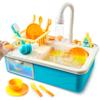 Color Changing Play Sink with Running Water, Kids Sink Toy with Electric Dishwasher, Chopping Sounds and Automatic Water Cycle System, Pretend Role Play Kitchen Sink for Toddler Birthday Gift view 1