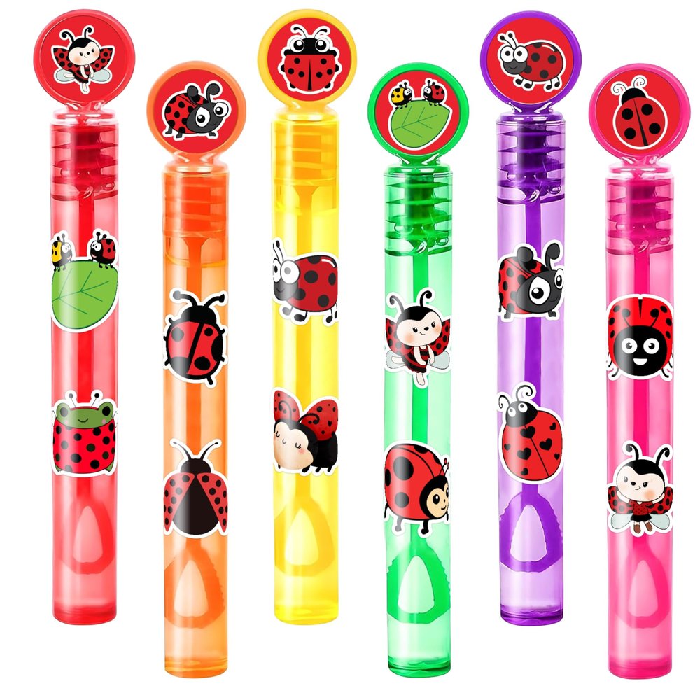 Ladybug Party Favors for Kids - 24 Pack Mini Bubble Wands