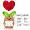 ailov Christian Gifts for Women Men, Jesus Bible Verse, God Says You are - Religious Faith Inspirational Plush with Card, Mini Positive Crochet Flower view 1