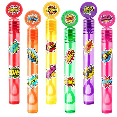 Hero Party Favors for Kids  24PCS POW BAM ZAP Mini Bubble Wands, Great for Birthday Supplies, Piata Fillers, Goodie Bags & Classroom Rewards