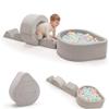 Aunekiv Toddler Climbing Toys with Ball Pit, 6-Piece Baby Foam Climbing Blocks, Indoor Soft Play Set for Crawling, Climbing, Balance & Creative Play, Grey, Balls Not Included view 1