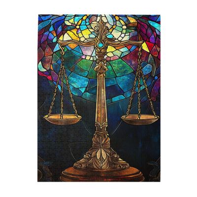 CDSASHCA 500 Piece Adult Wooden Puzzle - Balanced Scales Symbol,Mystical Libra Horoscope Design,Ideal for Exercising Brain Power and Hands-on Skills,Improves Intelligence and Observation