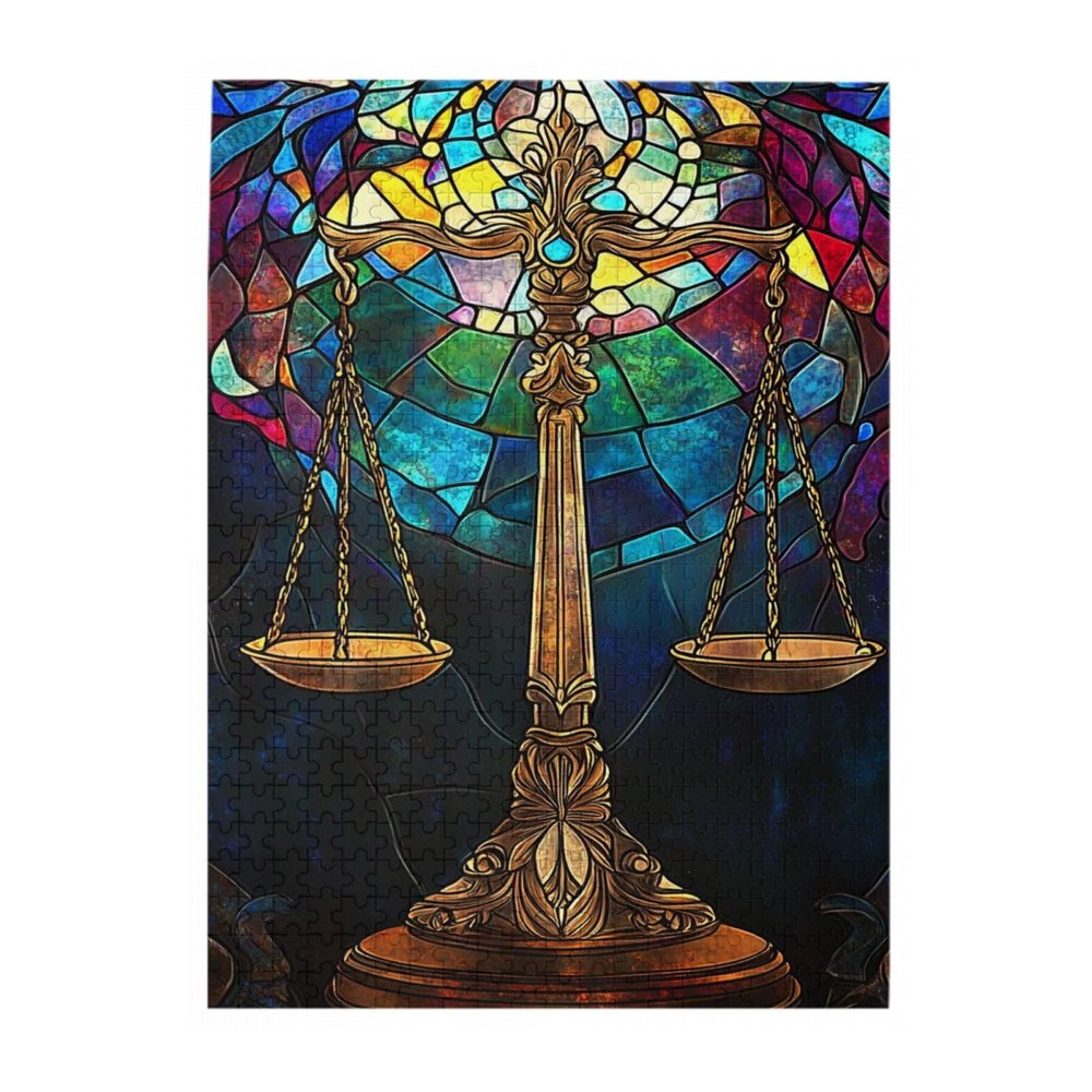 CDSASHCA 500 Piece Adult Wooden Puzzle - Balanced Scales Symbol,Mystical Libra Horoscope Design,Ideal for Exercising Brain Power and Hands-on Skills,Improves Intelligence and Observation