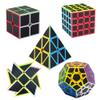 Speed Cube Set, Speed Cube Bundle of 2x2 4x4 Megaminx Pyramid Cube and Windmill Cube Smoothly Carbon Fiber Sticker Magic Cubes Collection for Kids & Adults [5 Pack] view 1
