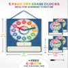 5 Pack Dry Erase Learning Clocks - Award-Winning Large Magnetic Clock & 4 Student Practice Clocks - Analog & Digital Classroom Teaching Tools - Includes E-Book to Help Kids Tell Time Easily view 3