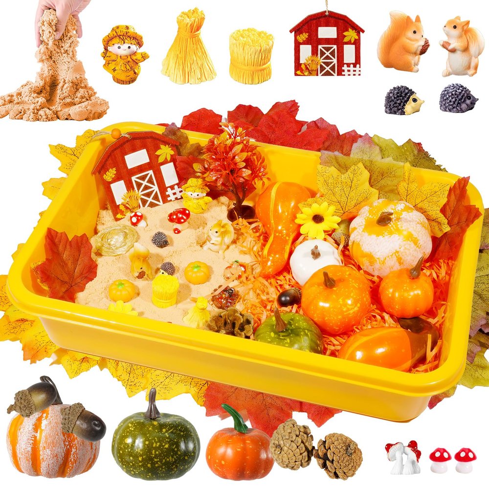 Bbiamsleep Thanksgiving Sensory Bin, 76 Pcs Fall Sensory Bin Items Fall Sensory Sandboxes Accessories