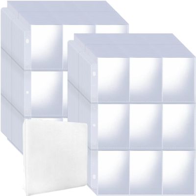 1800 Pockets Card Sleeves Binder Sheets With Trading Card White 3 Ring Binder | 9-Pocket Trading Card Pages | for TCG, Sports, MTG Cards, Collectible Storage & Organization
