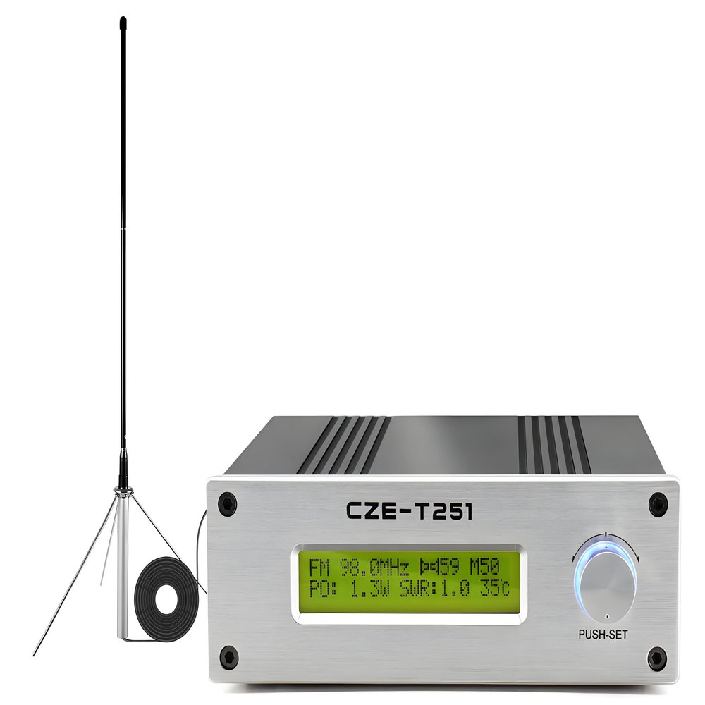 25W Long Range FM Broadcast Transmitter for Drive-in Movie, Church Parking Lot, Lights Fireworks Show,Fireworks Display,School, Supermarket Events with 3.5mm Mic Jack