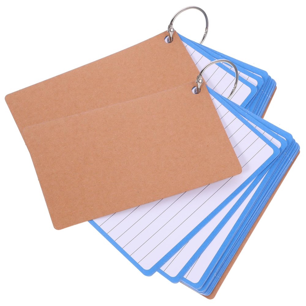 Angoily 120sheets Diy Lined Flashcards with Binder Ring Blank Word Cards for Study Note-taking and Daily Use Smooth Surface for Writing and Creativity for School and Office