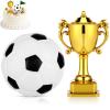 Toddmomy 1set Mini Soccer Ball and Gold Trophy Cake Topper Set, Plastic Football Party Decorations for Kids Birthday Baby Shower Sports Themed Cake Dollhouse Accessories view 1