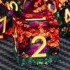 ARUOHHA Liquid Core DND Dice Set, 7pcs Resin Sharp Edged Dragons Dice Compatible with D&D Role Playing Games, RPG Golden Numbers Orange Green Dungeons Polyhedral D and D Dice with Gift Box D20 D10 D6 view 1