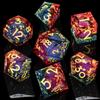 ARUOHHA Liquid Core DND Dice Set, 7pcs Resin Sharp Edged Dragons Dice Compatible with D&D Role Playing Games, RPG Golden Numbers Orange Green Dungeons Polyhedral D and D Dice with Gift Box D20 D10 D6 view 2