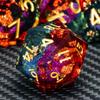 ARUOHHA Liquid Core DND Dice Set, 7pcs Resin Sharp Edged Dragons Dice Compatible with D&D Role Playing Games, RPG Golden Numbers Orange Green Dungeons Polyhedral D and D Dice with Gift Box D20 D10 D6 view 3