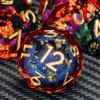 ARUOHHA Liquid Core DND Dice Set, 7pcs Resin Sharp Edged Dragons Dice Compatible with D&D Role Playing Games, RPG Golden Numbers Orange Green Dungeons Polyhedral D and D Dice with Gift Box D20 D10 D6 view 4