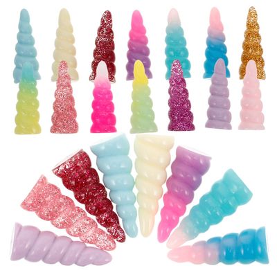 DECHOUS 25pcs Resin Spiral Unicorn Horn Toys Accessories for Diy Headdress Glitter Party Horns