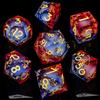 ARUOHHA Liquid Core DND Dice Set, 7pcs Resin Sharp Edged Dragons Dice Compatible with D&D Role Playing Games, RPG Golden Numbers Blue Red Dungeons Polyhedral D and D Dice with Gift Box D20 D10 D6 view 2
