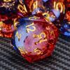 ARUOHHA Liquid Core DND Dice Set, 7pcs Resin Sharp Edged Dragons Dice Compatible with D&D Role Playing Games, RPG Golden Numbers Blue Red Dungeons Polyhedral D and D Dice with Gift Box D20 D10 D6 view 3