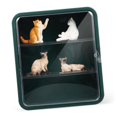 JOINPAYA Figurine Display Case Magnetic Door Organizer Figures Space-Saving Shelf for Collectibles Easy Wall-Mount Installation Design