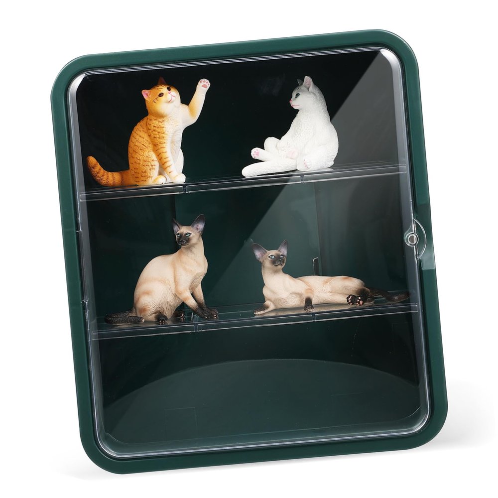 JOINPAYA Figurine Display Case Magnetic Door Organizer Figures Space-Saving Shelf for Collectibles Easy Wall-Mount Installation Design