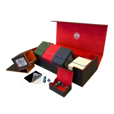 10 in 1 Commander Deck Box Set,for 2400+ Unsleeved Cards,Including Premium XLarge Trading Card Storage Box,5 PCS Deck Case Display,Gift Dice & Card Divider,Fit for MTG/TCG/Magic (Black & Red Set)